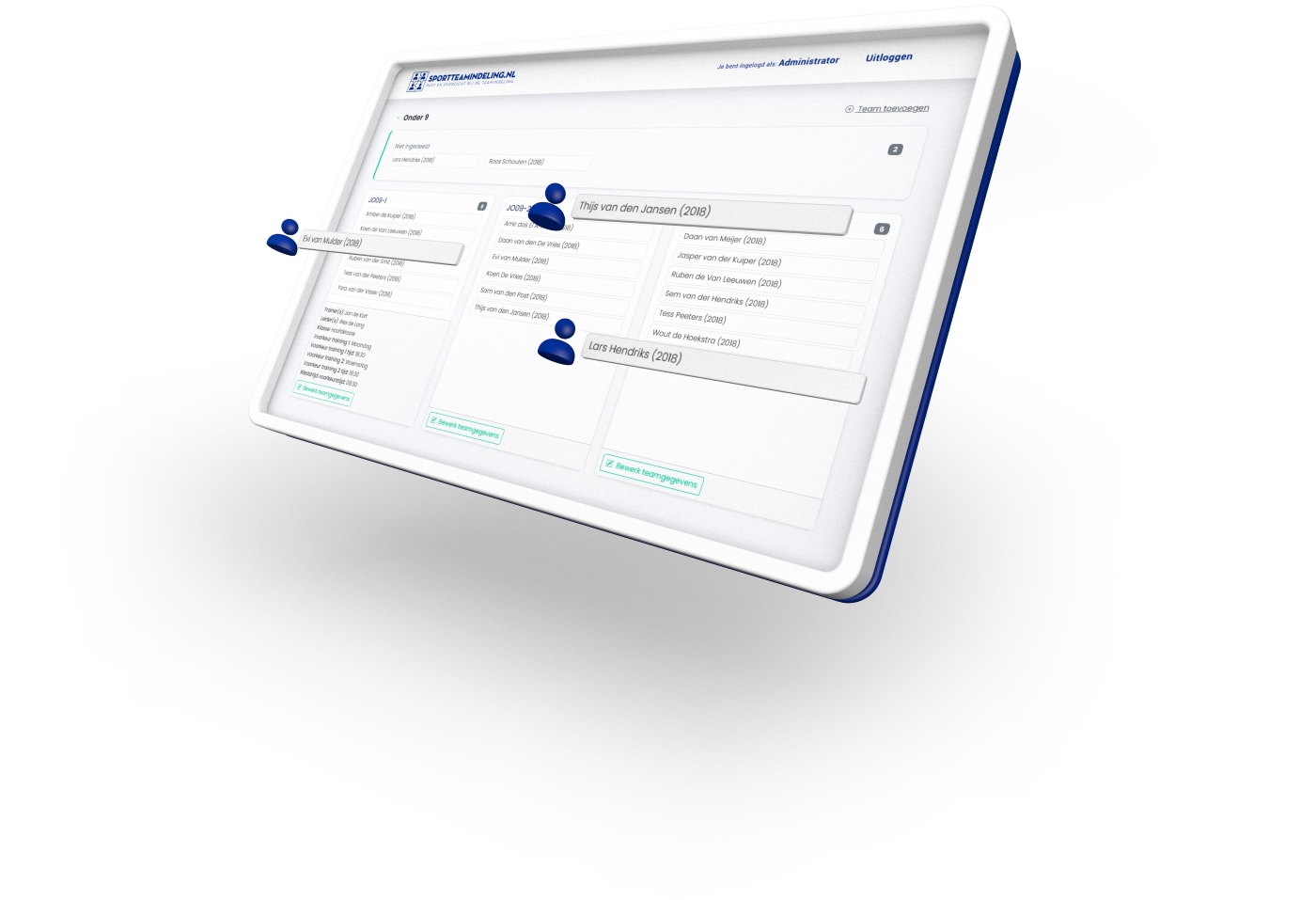 App screenshot teamindeling